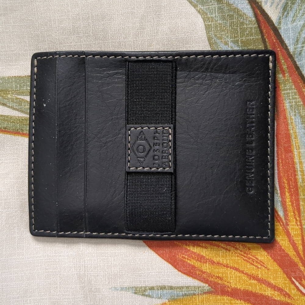 Joseph Abboud Men's Leather Wallet with elastic cash band